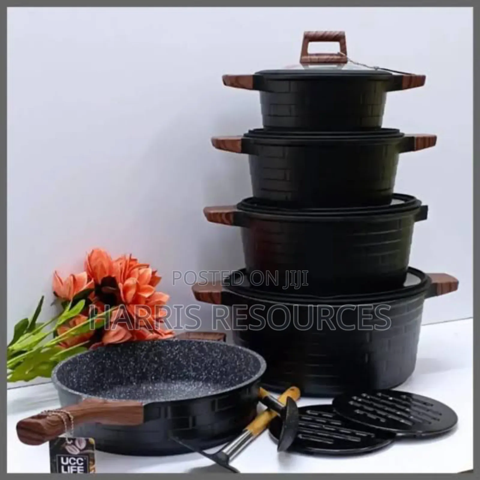5 Granite Die Caste Non Stick Pot With Frying Pan