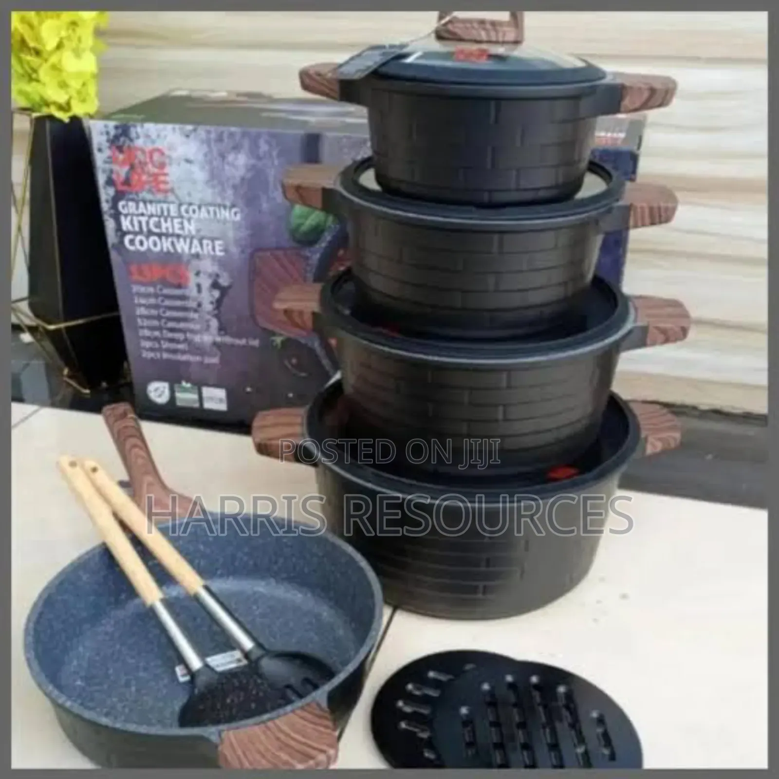 5 Granite Die Caste Non Stick Pot With Frying Pan