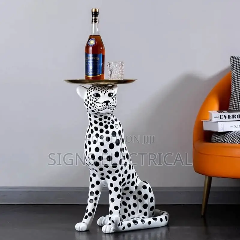 Modern Home Decor Gold Panther Large Resin Leopard Statue