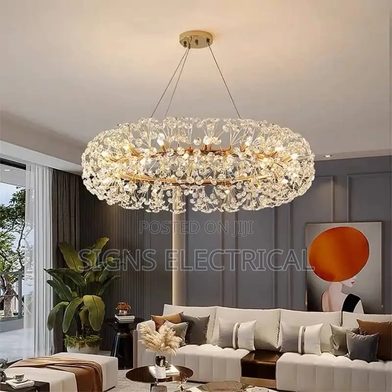 Sunflower Long Crystal Chandelier