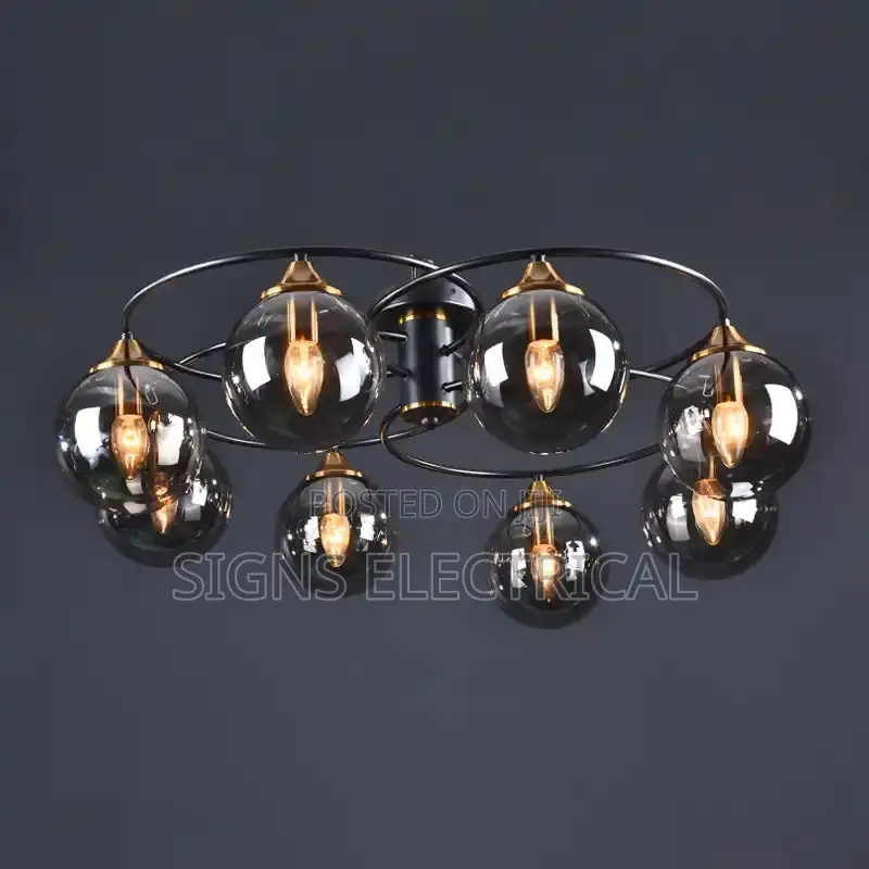 Smoky Gray Amber Glass Ball Chandelier