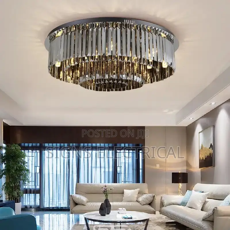 Postmodern Gray Crystals Chandelier