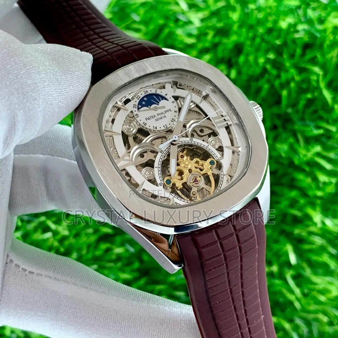 Patek Philippe Quality Luxury Men Rubber Strap Wristwatch