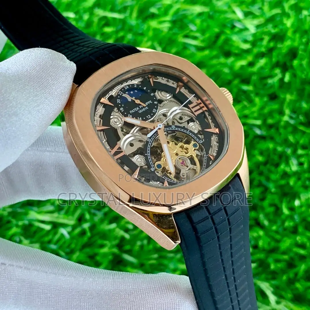 Patek Philippe Quality Luxury Men Rubber Strap Wristwatch