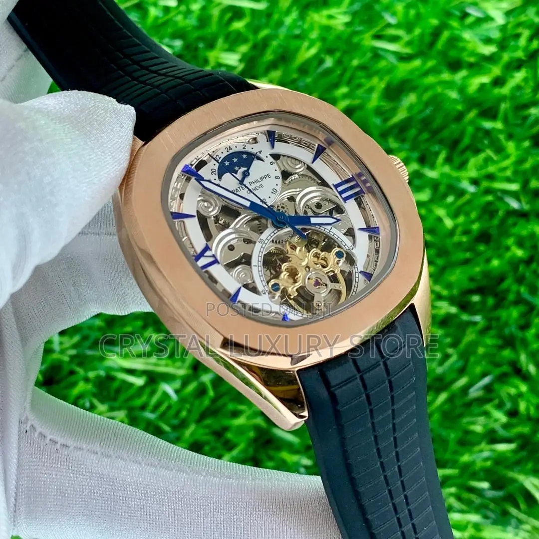 Patek Philippe Quality Luxury Men Rubber Strap Wristwatch