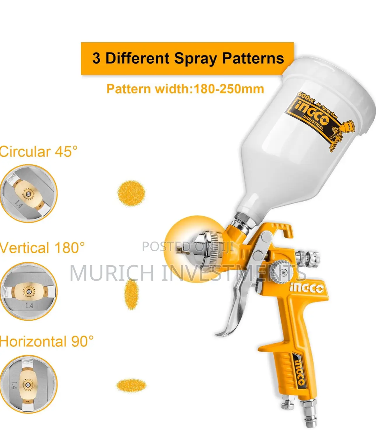 INGCO Painter Spray Gun,600 Cc Capacity, 3.5 Bar,M