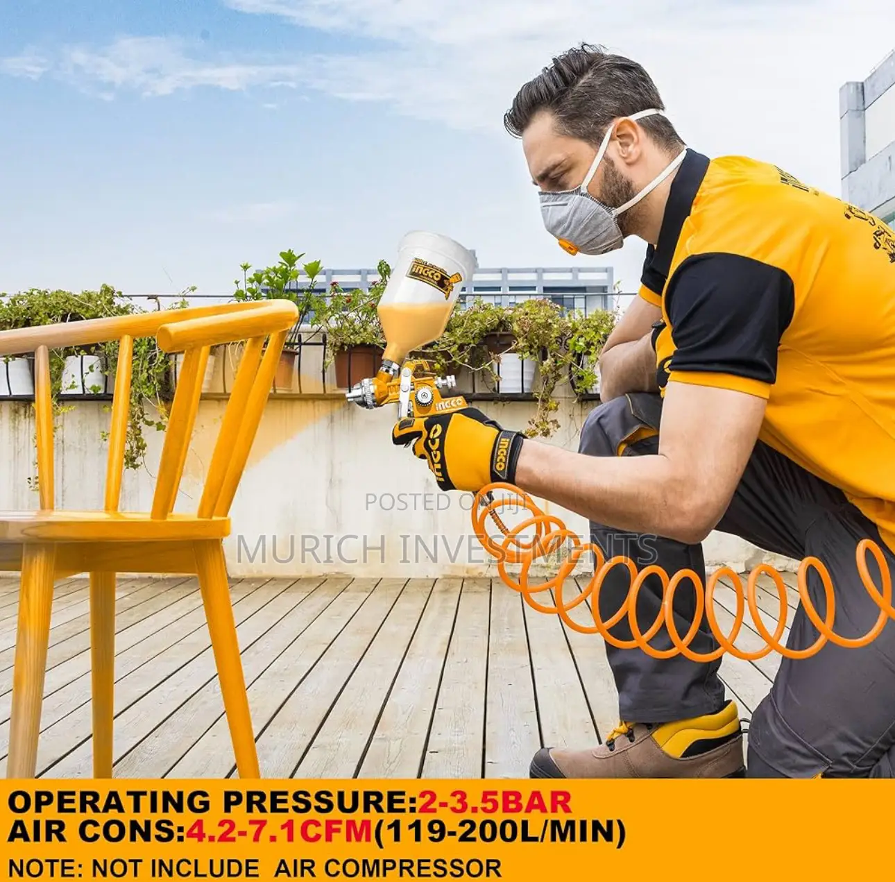 INGCO Painter Spray Gun,600 Cc Capacity, 3.5 Bar,M