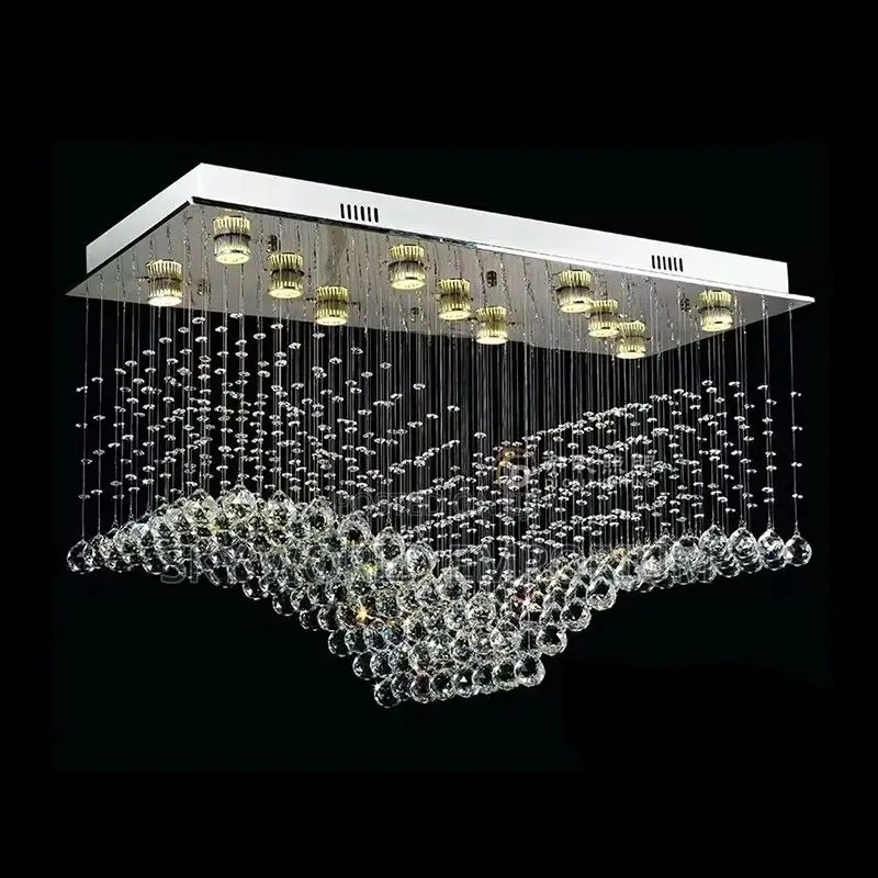 Modern Quadrate Crystal Led Chandelier Pyramid Shape