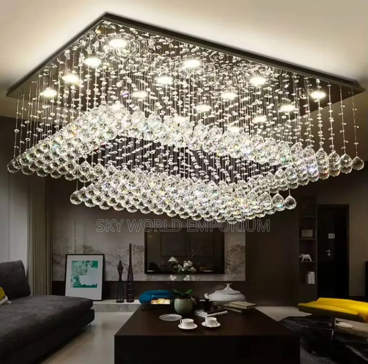 Rectangle Modern LED Lighting Crystal Ball Lustre Luxury