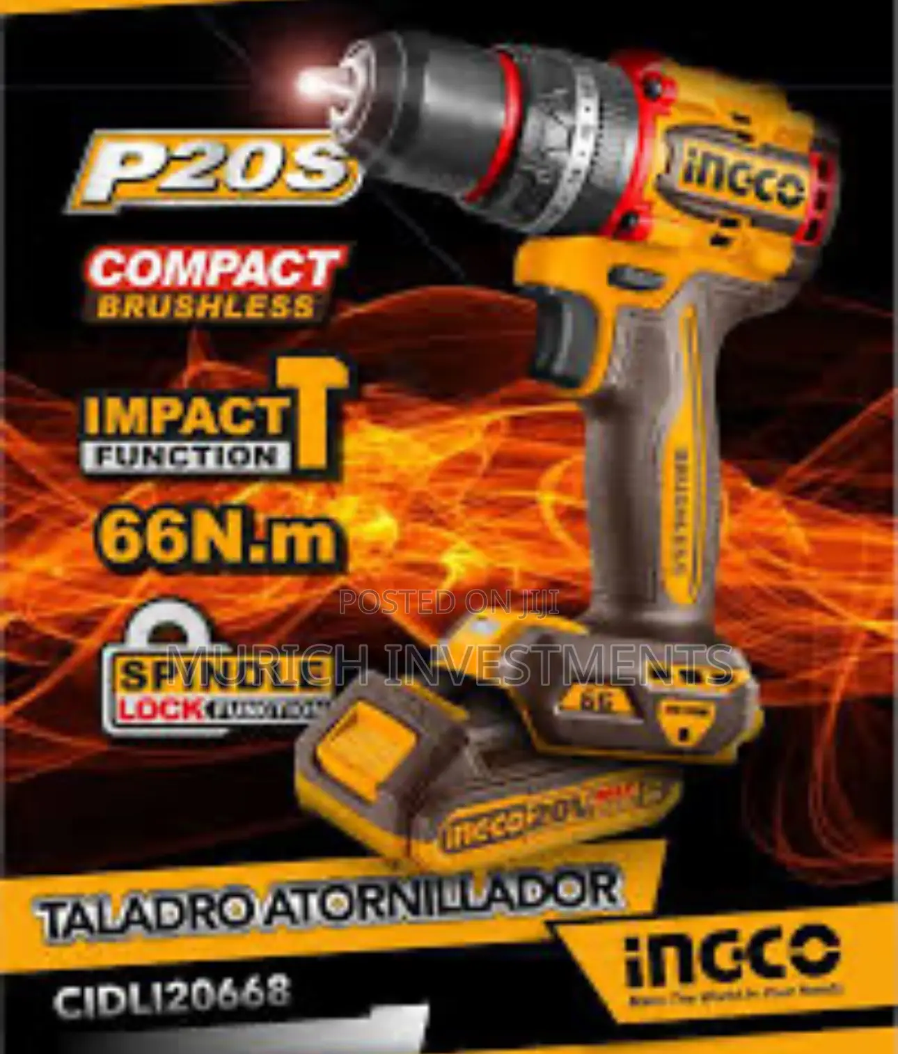 Compact Brushless Cordless Impact Drill 66nm