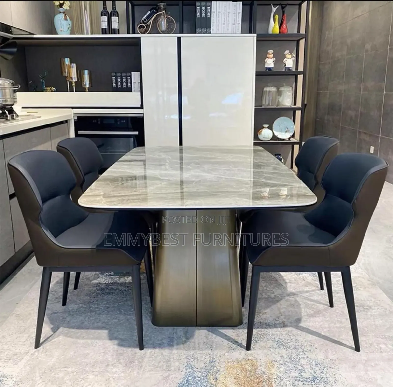 Classic Marble Top Dinning Set, 6 Seaters.