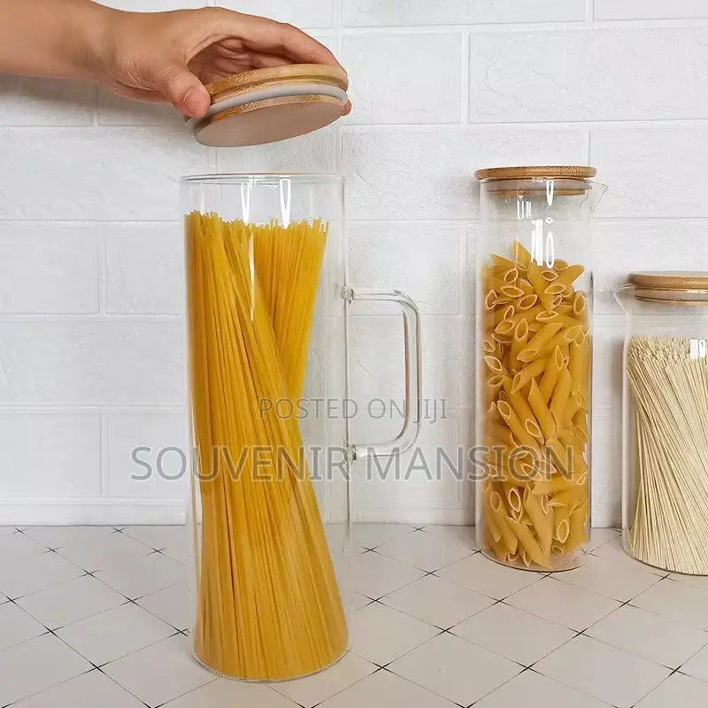 Arcylic Transparent Spaghetti Container With Bamboo Cover
