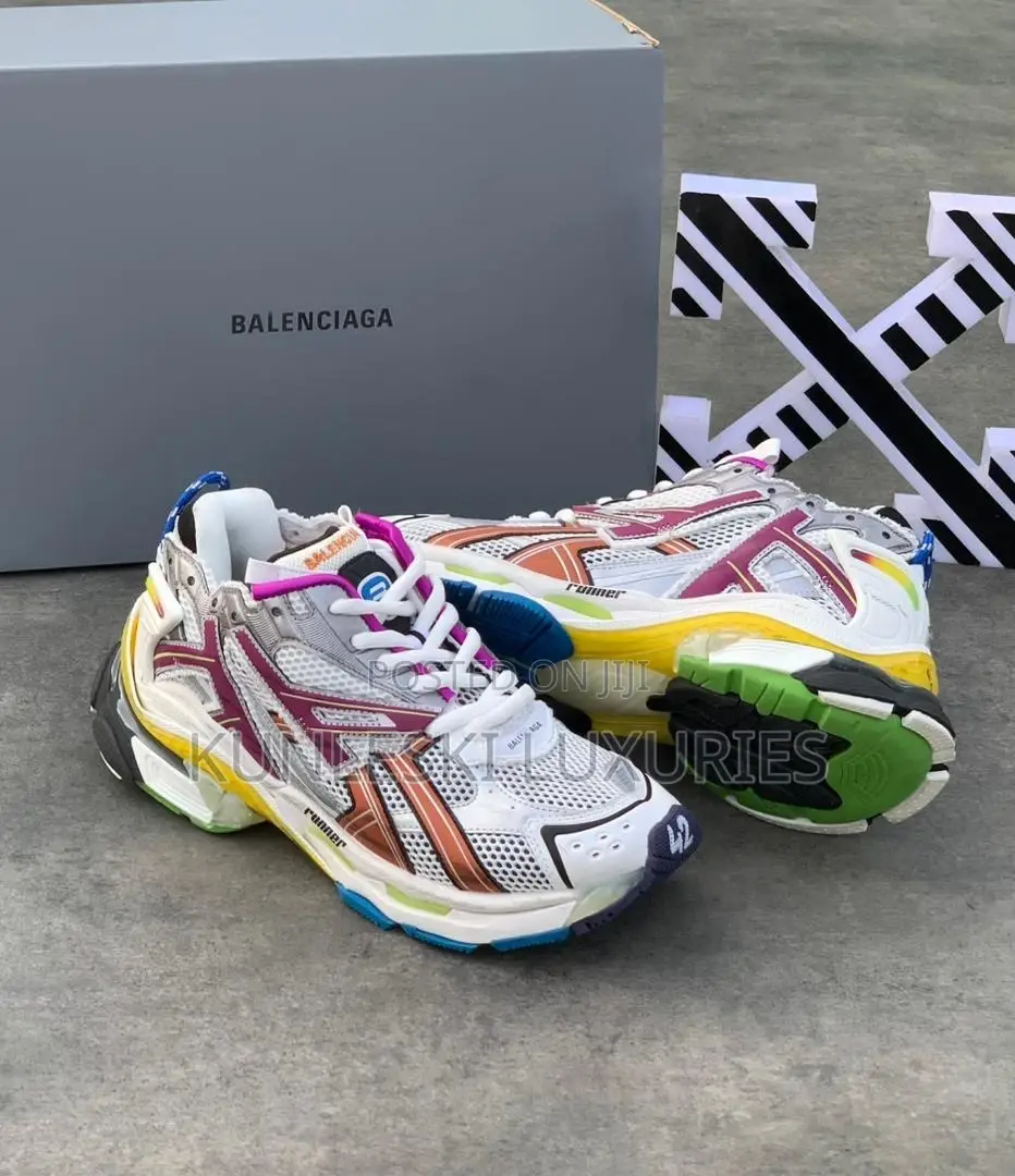 Balenciaga Track Runner Mesh and Faux Leather Sneakers