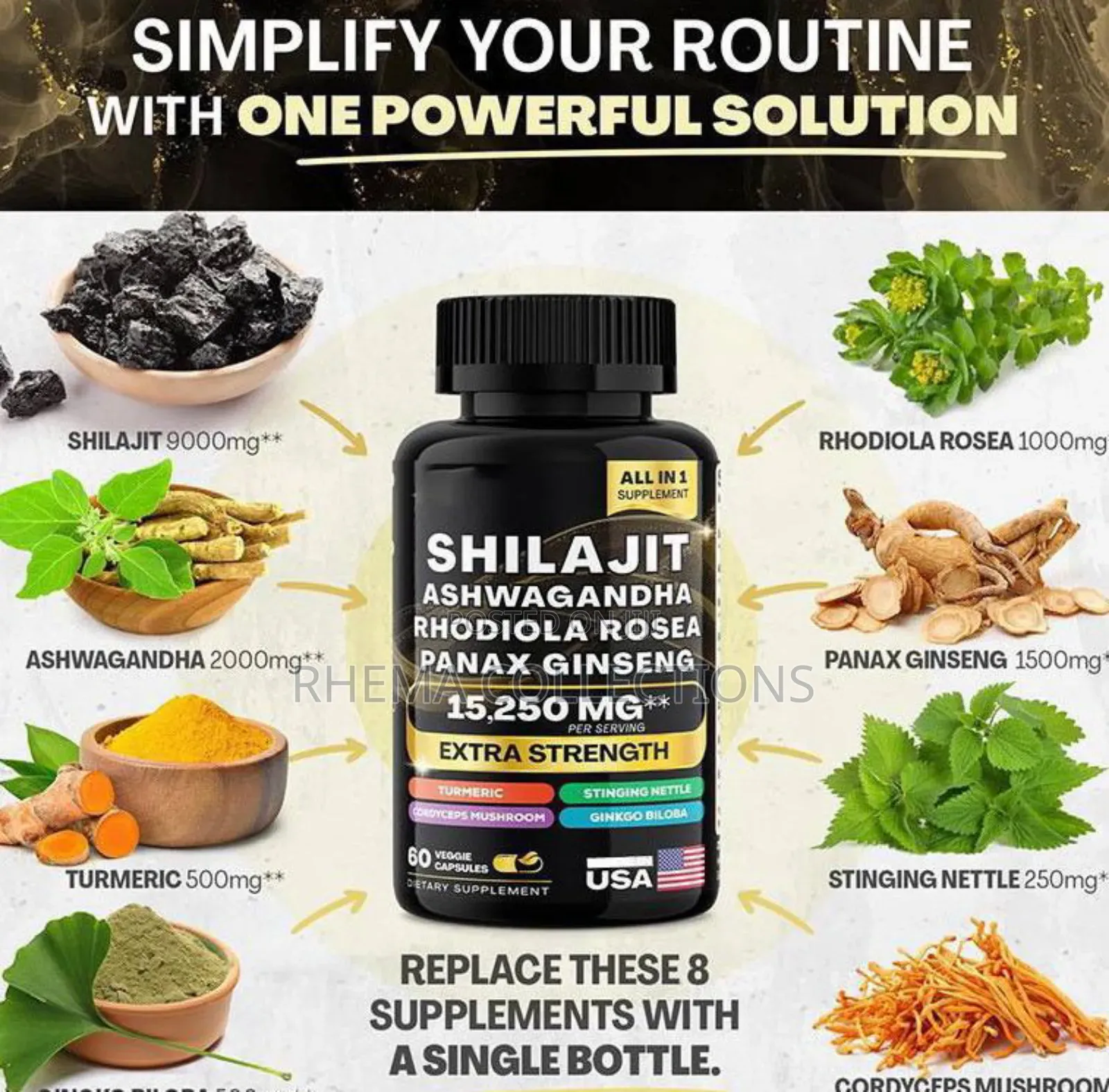 8in1 Shilajit Supplement for Health, Vitality,Solution