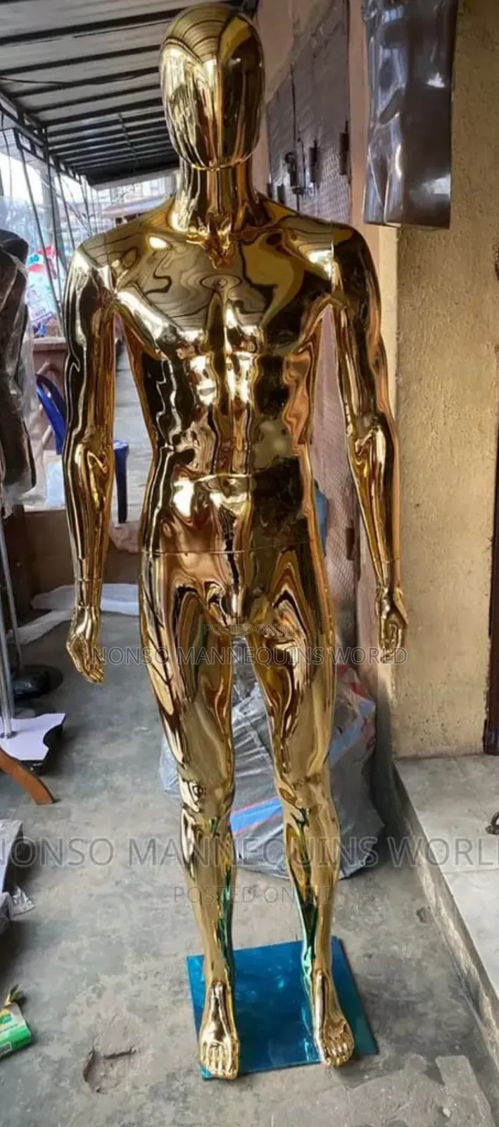Medium Size Male Gold Chrome Male Mannequin