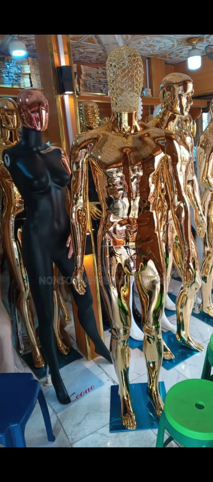 Medium Size Male Gold Chrome Male Mannequin