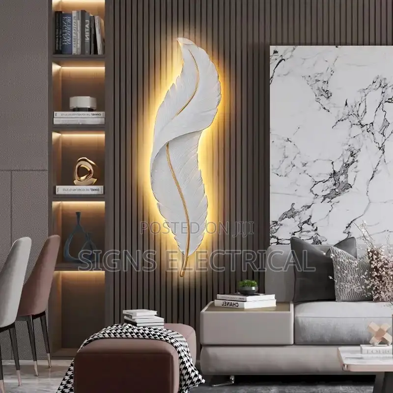 Modern Resin Wall Lamp White Feather Design