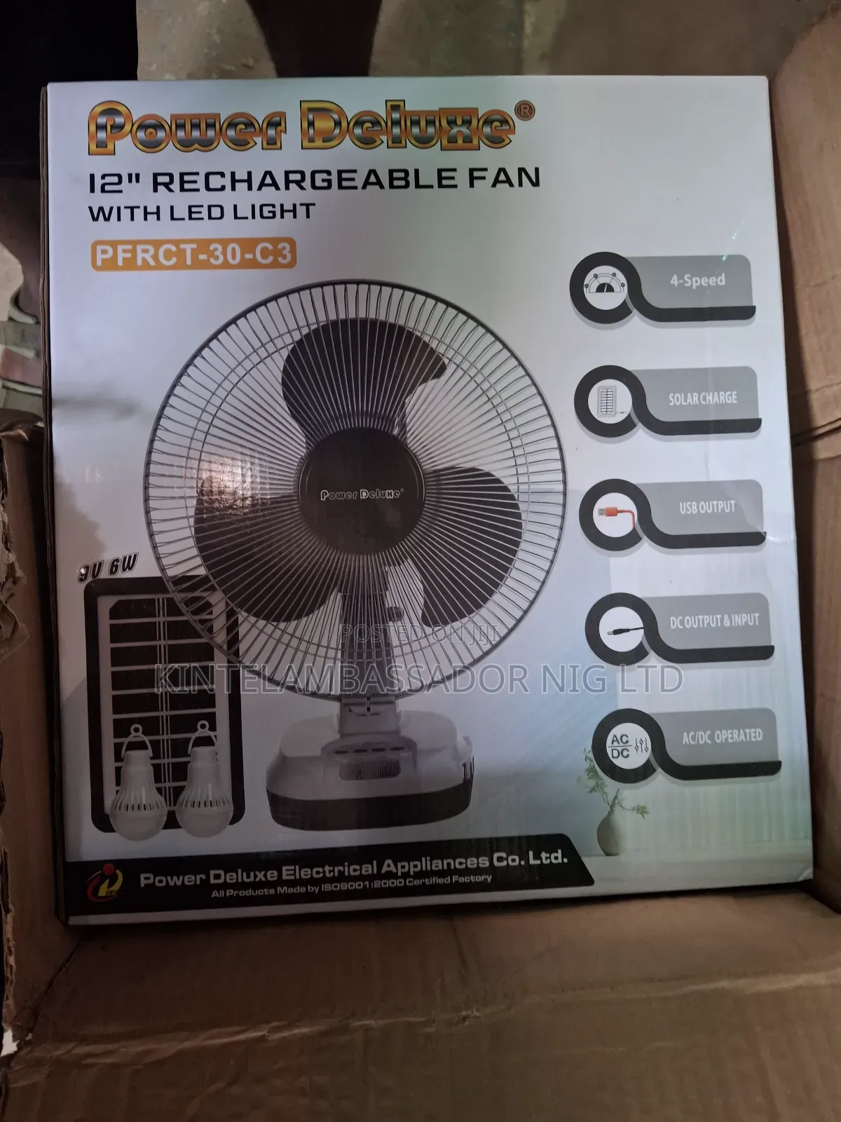 Power Deluxe Rechargeable Fan 12"