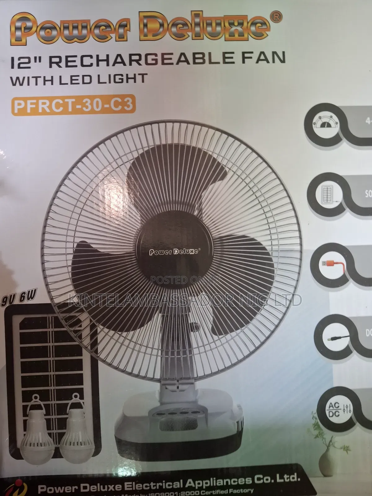 Power Deluxe Rechargeable Fan 12"