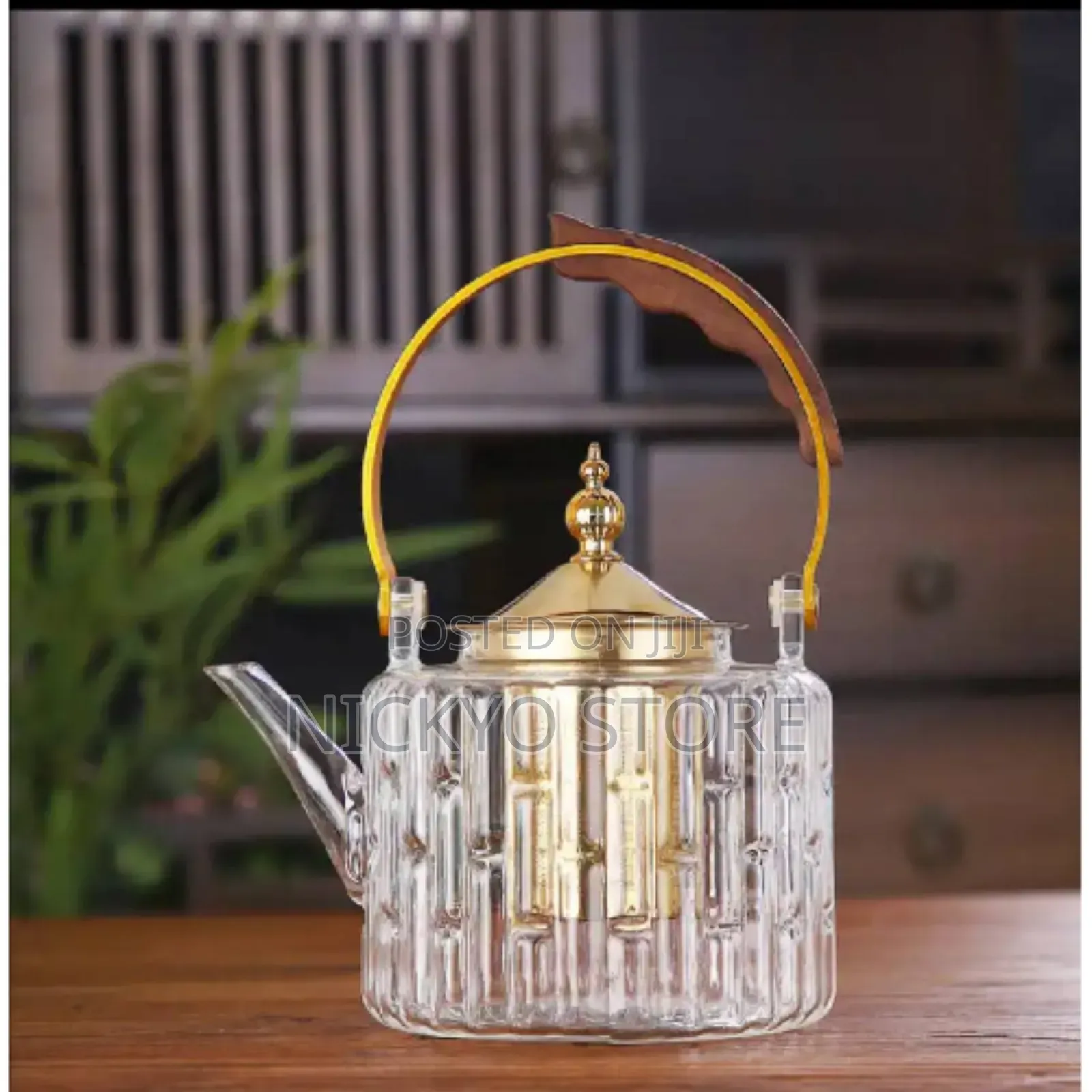 Glass Teapot With Filter Wooden Handle