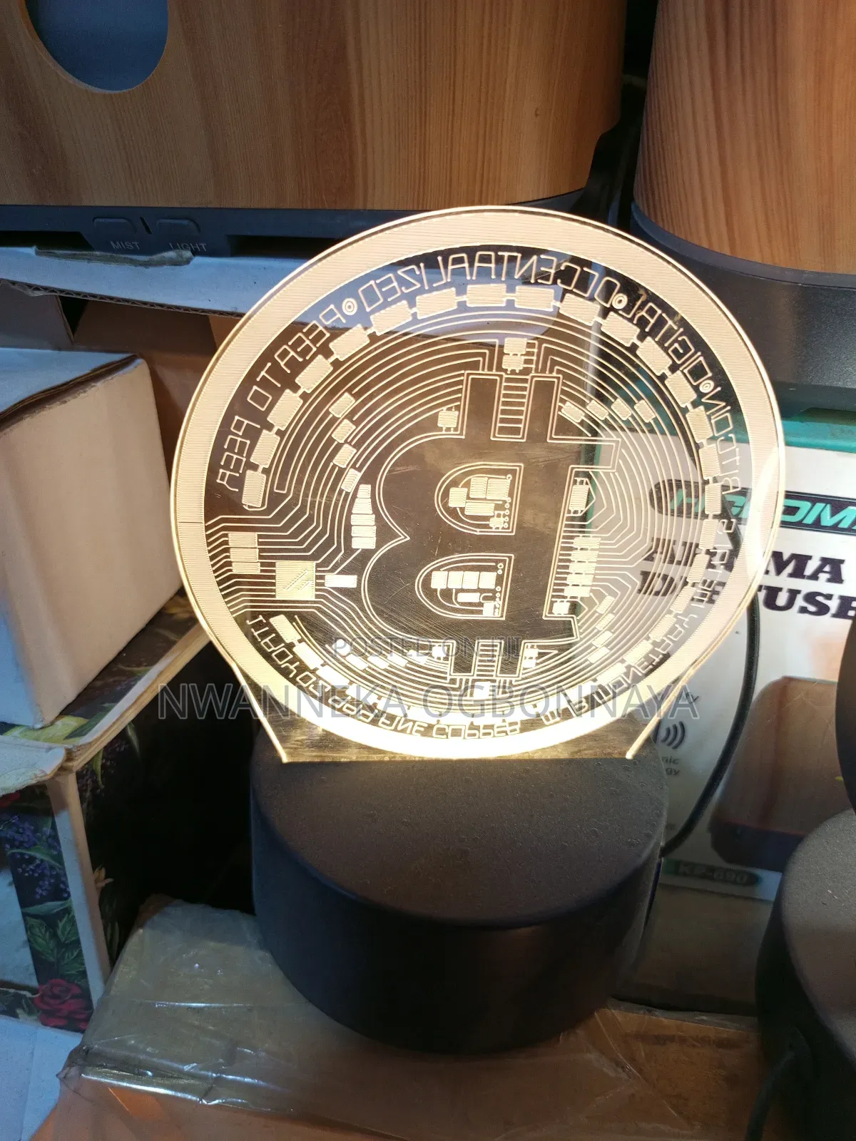 Acrylic Led Night Light Bitcoin for Room Decorative