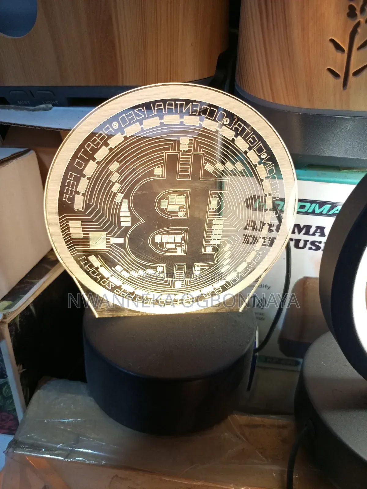 Acrylic Led Night Light Bitcoin for Room Decorative