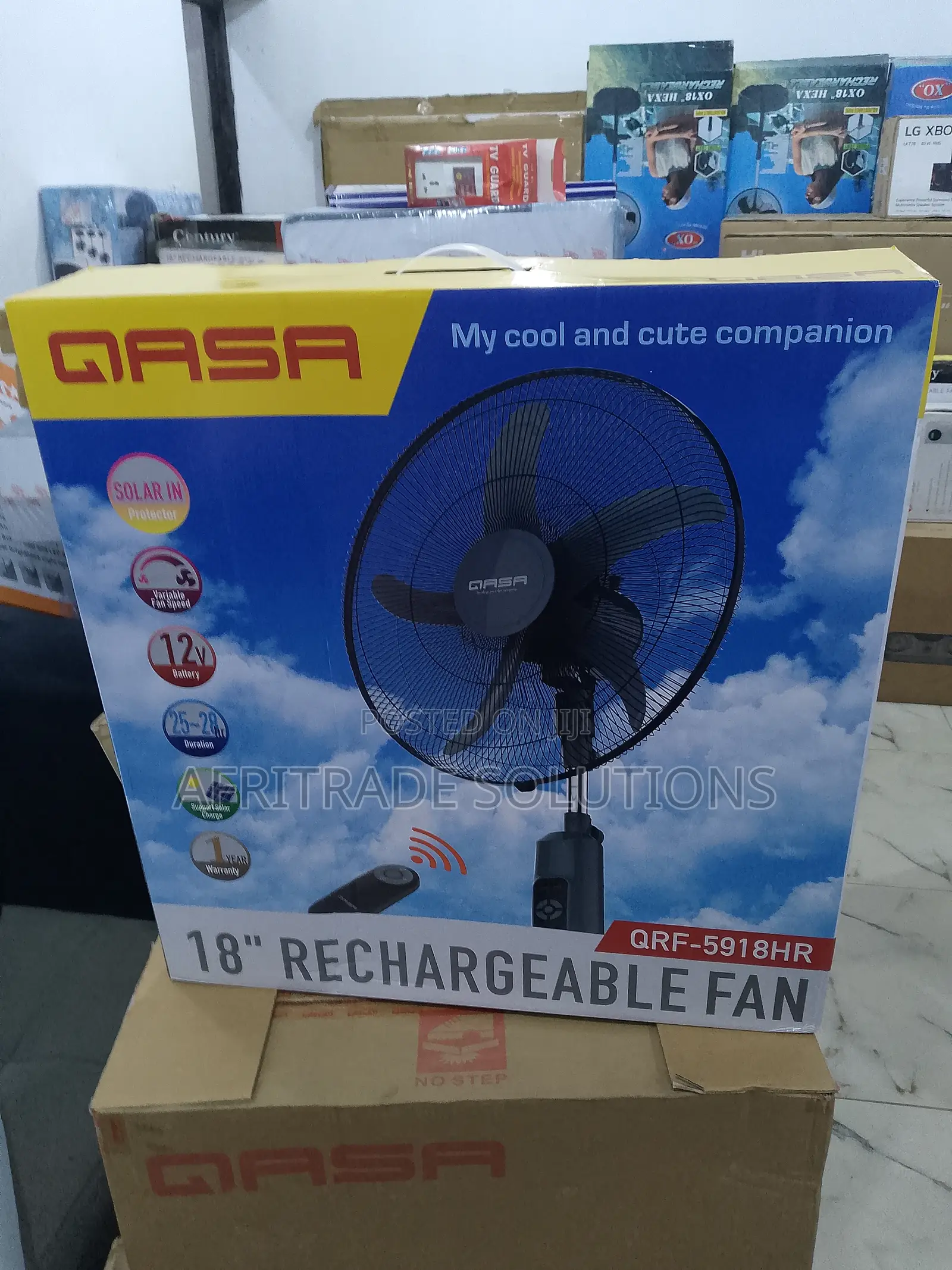 Qasa Fan Cooling Rechargable 18inches