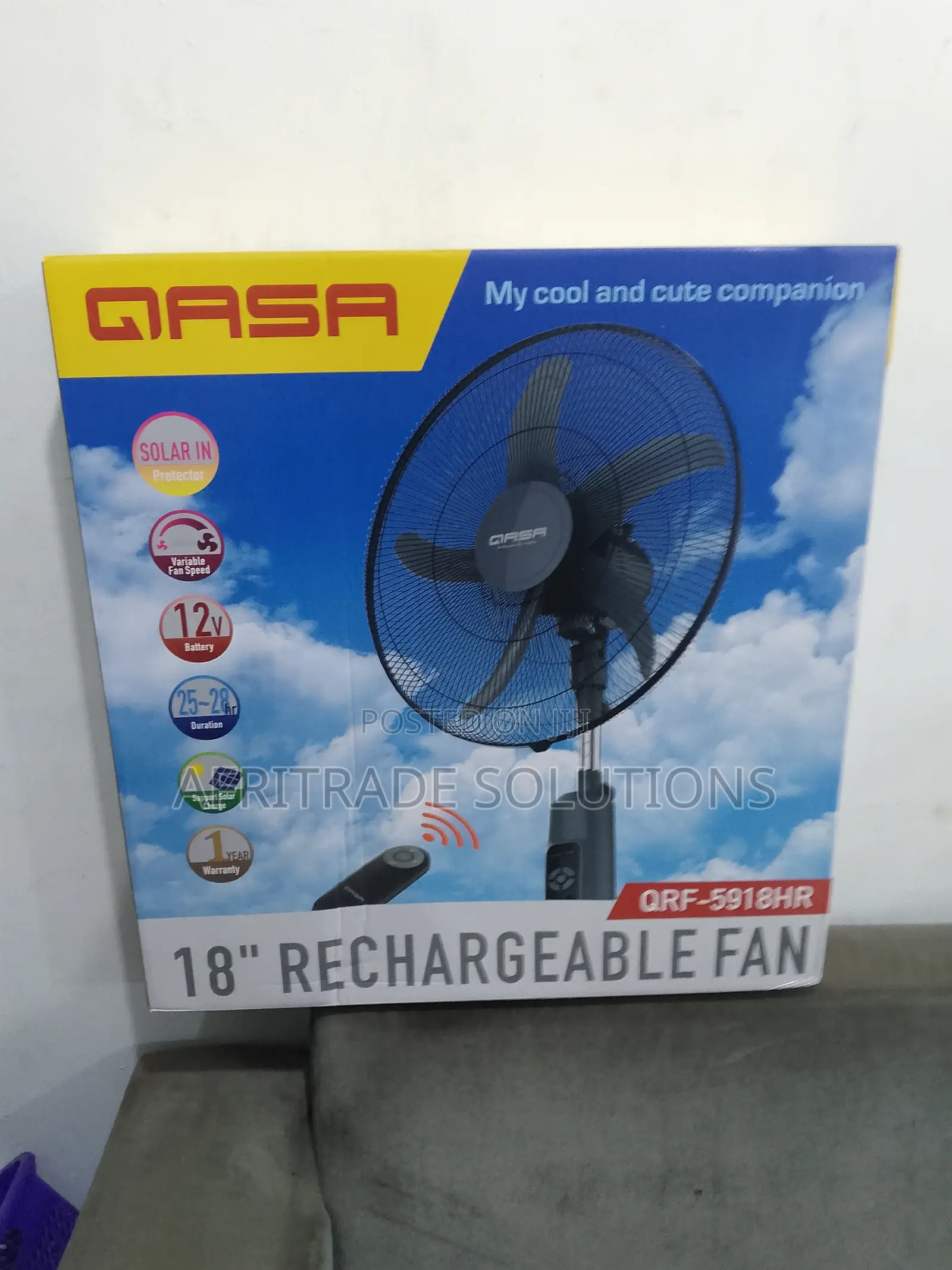 Portable Qasa Fan Rechargable 18inches Fan