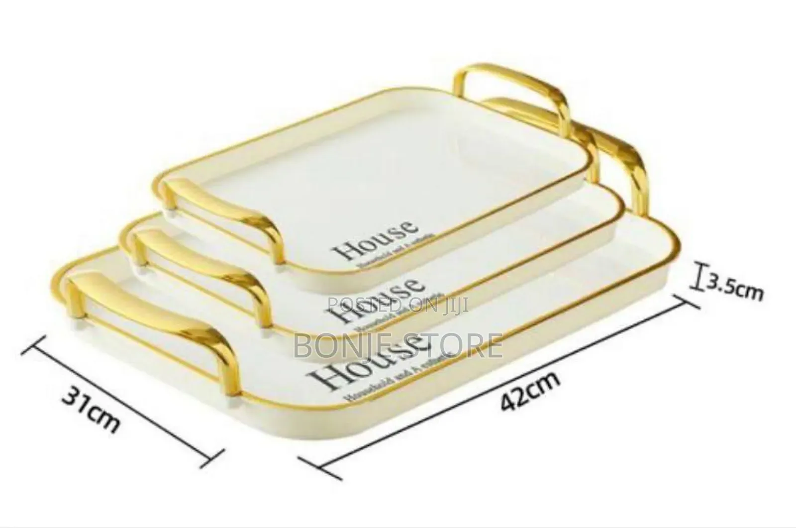 3 in 1 Acrylic Serving/Decorative Tray With Gold Handle