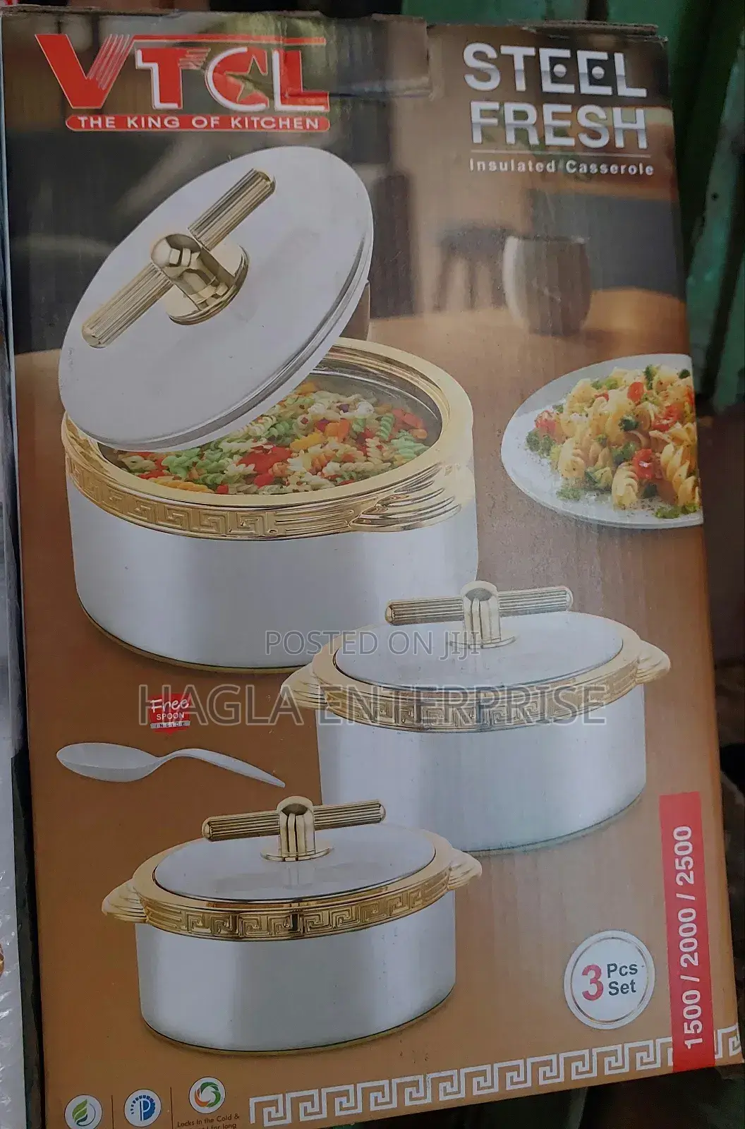 Set of 3 Steel Fresh Insulated Casserole