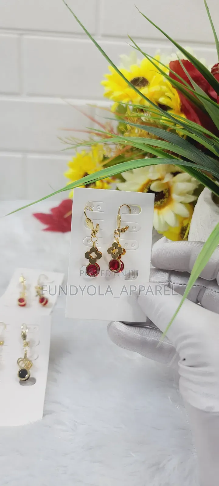 Red Female Drop Earrings