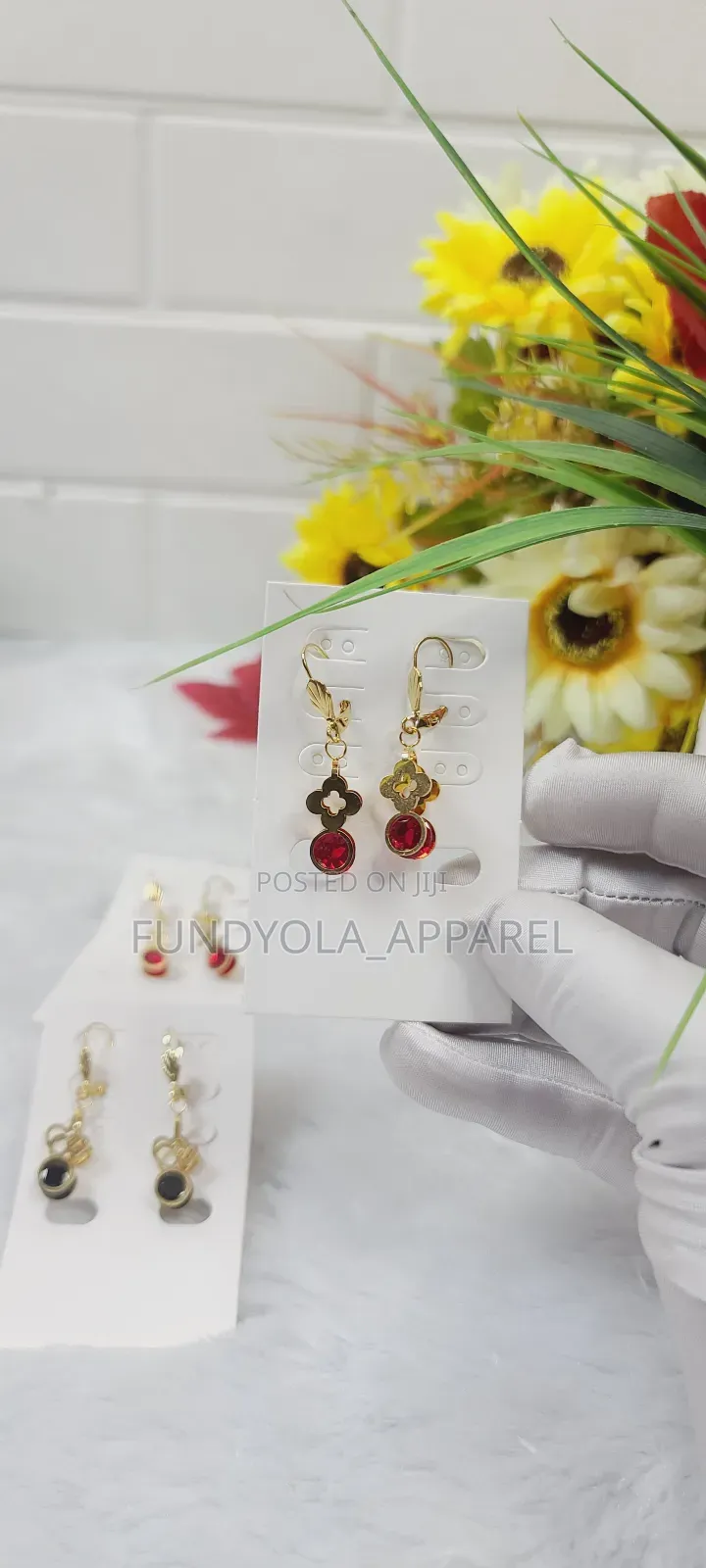 Red Female Drop Earrings