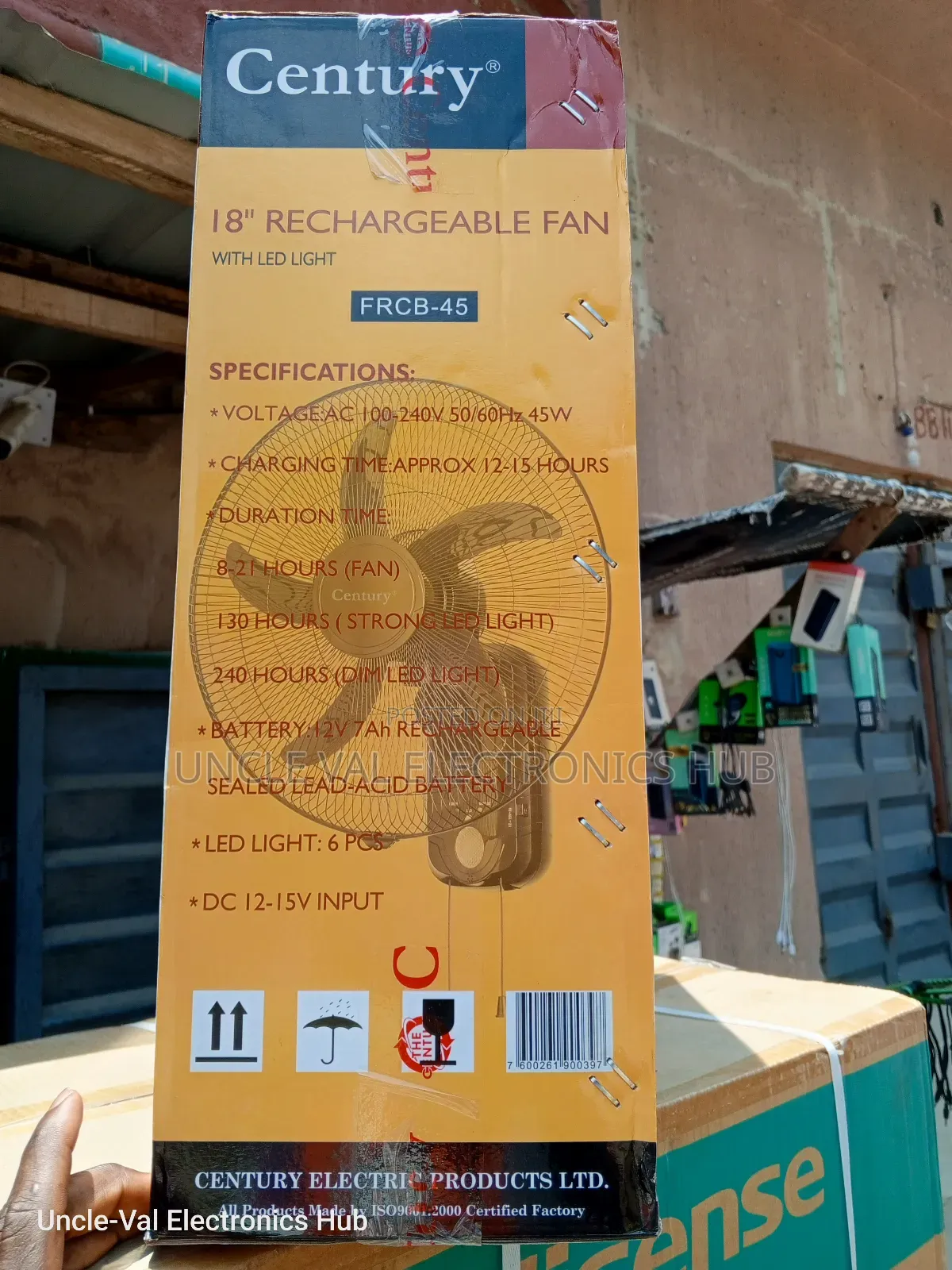 Century 18" Wall Rechargeable Fan