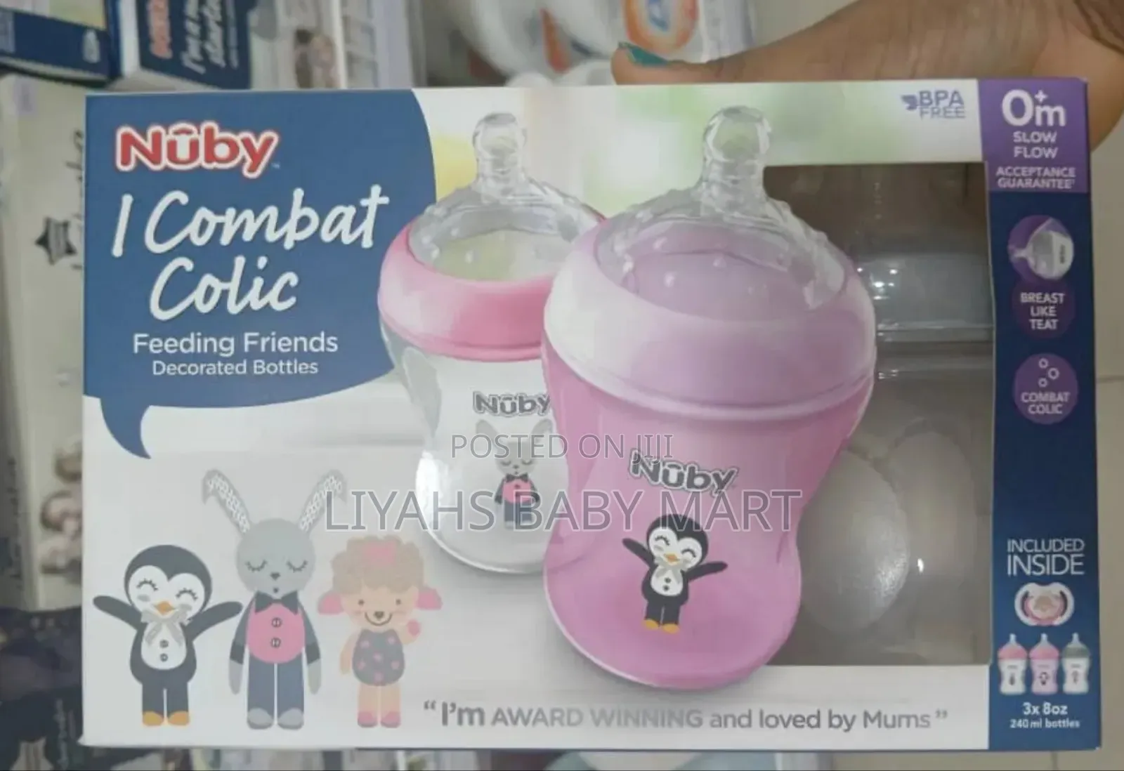 Nuby I Combat Colic 240ml Baby Feeding Bottles 3-Pack
