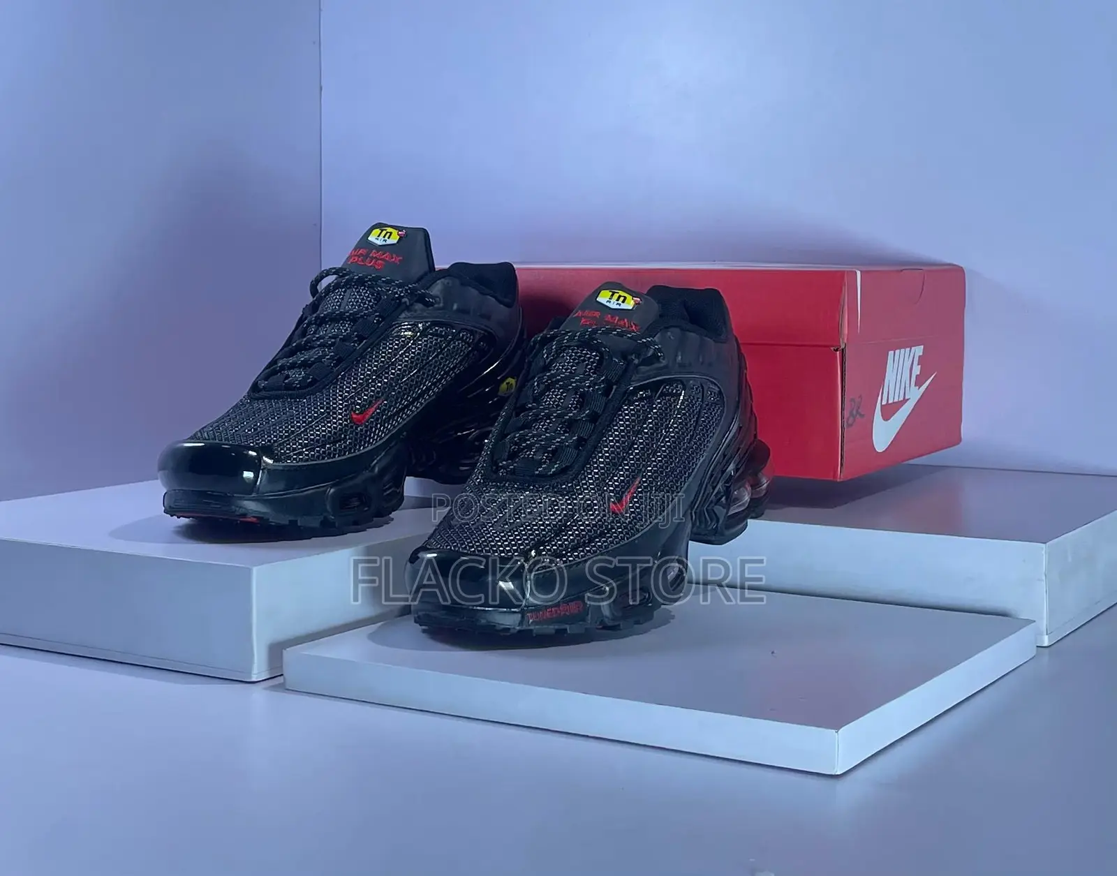 Original Nike Air Max Plus 3 Black Reflective Silver Sneaker