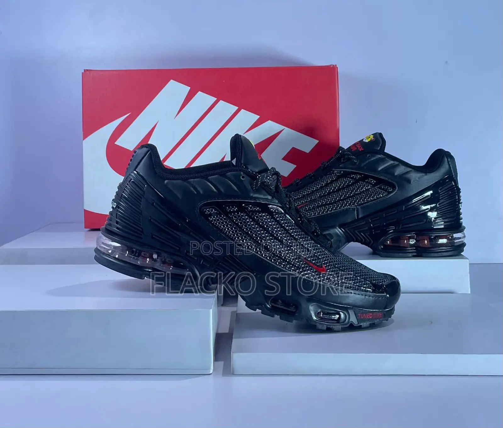 Original Nike Air Max Plus 3 Black Reflective Silver Sneaker
