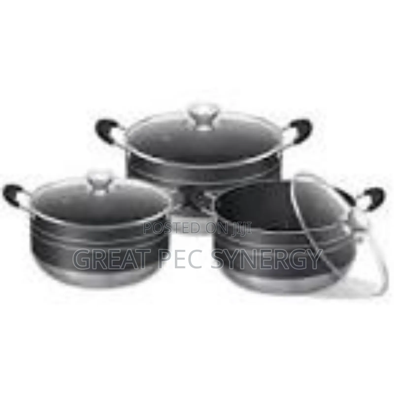 Moderate Size Set of 3 Non Stick Pots