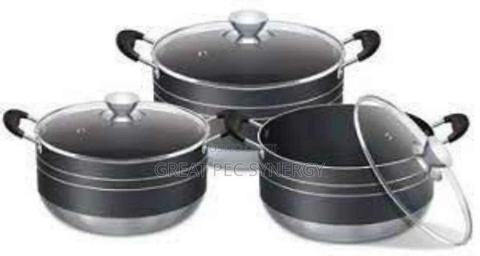 Moderate Size Set of 3 Non Stick Pots