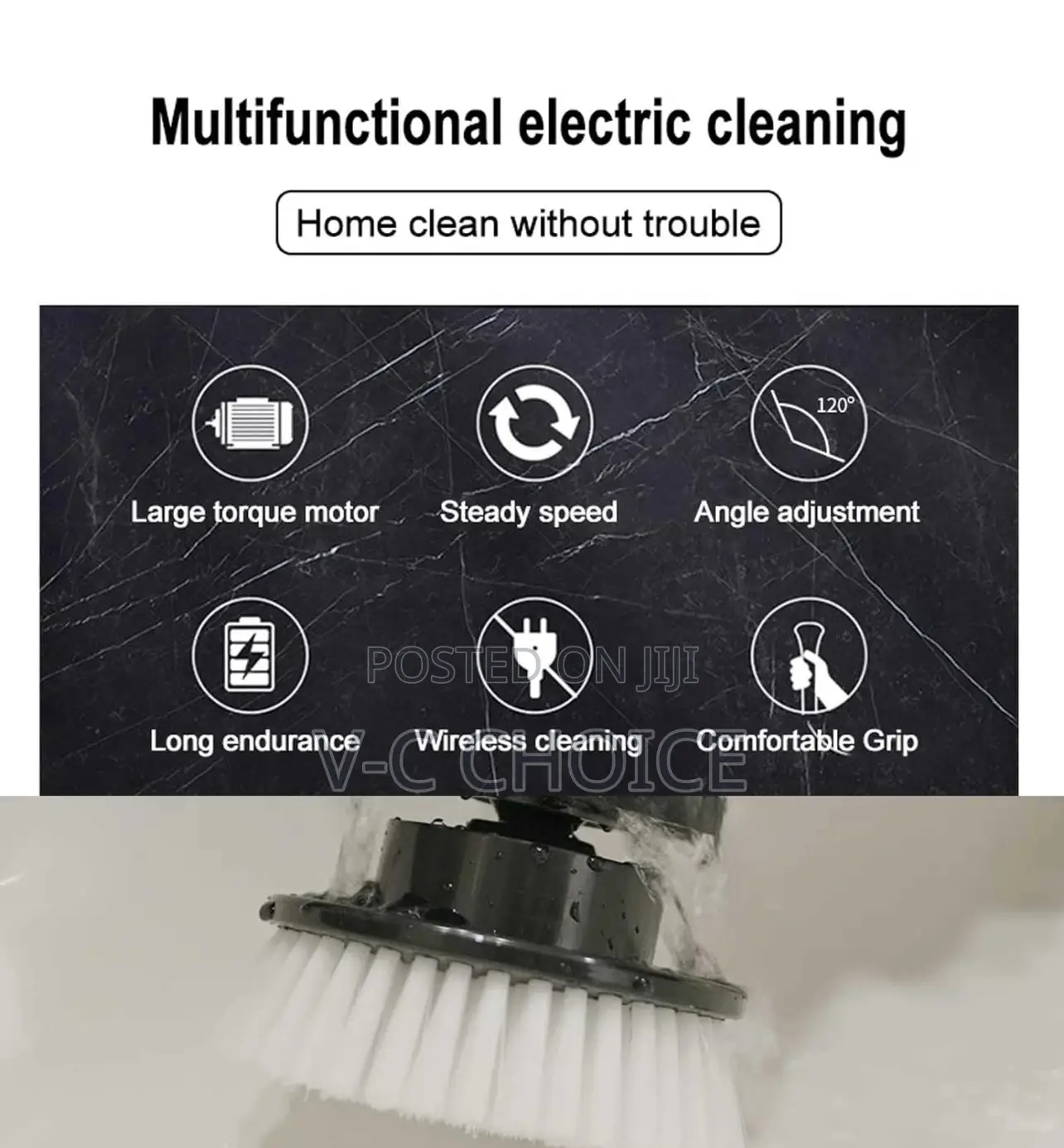 Cordless Cleaning Electric Spin Scrubber Brush/ With 7 Head