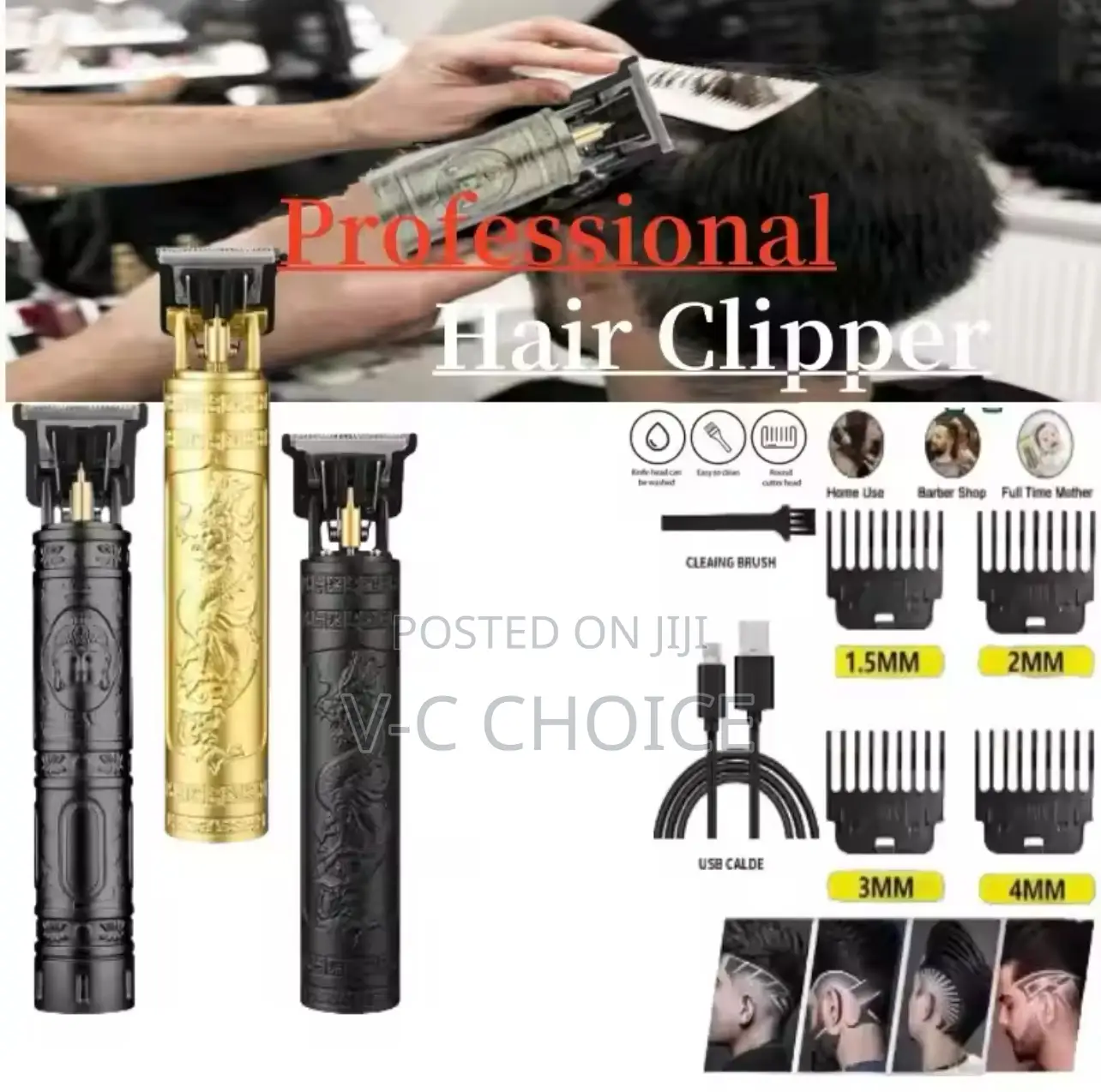 Cordless Hair Trimmer Clippers Electric Cutting Machine
