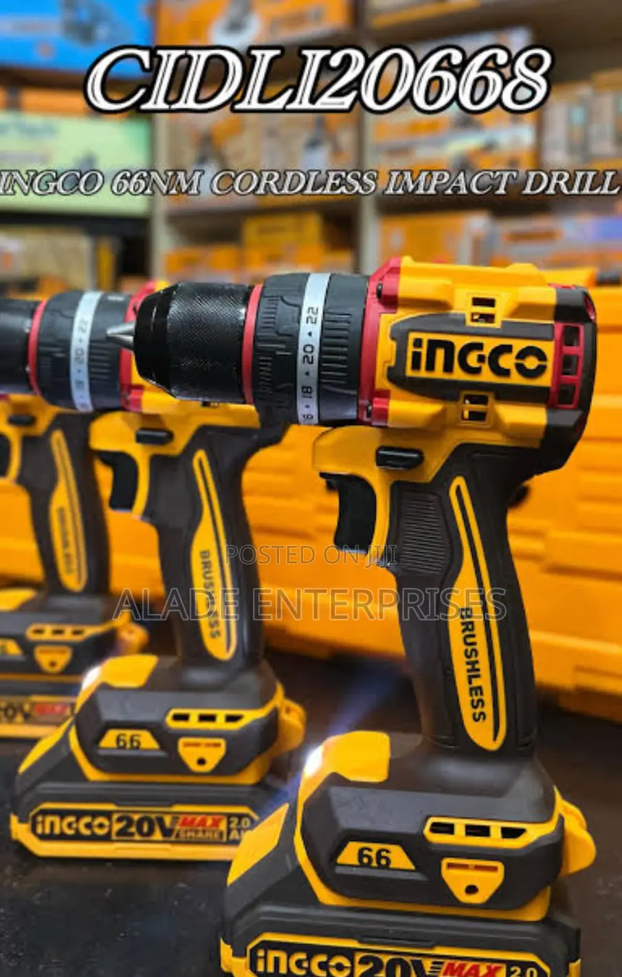 Impact Compact Brushless Impact Cordless 20V 66nm Ingco 13mm
