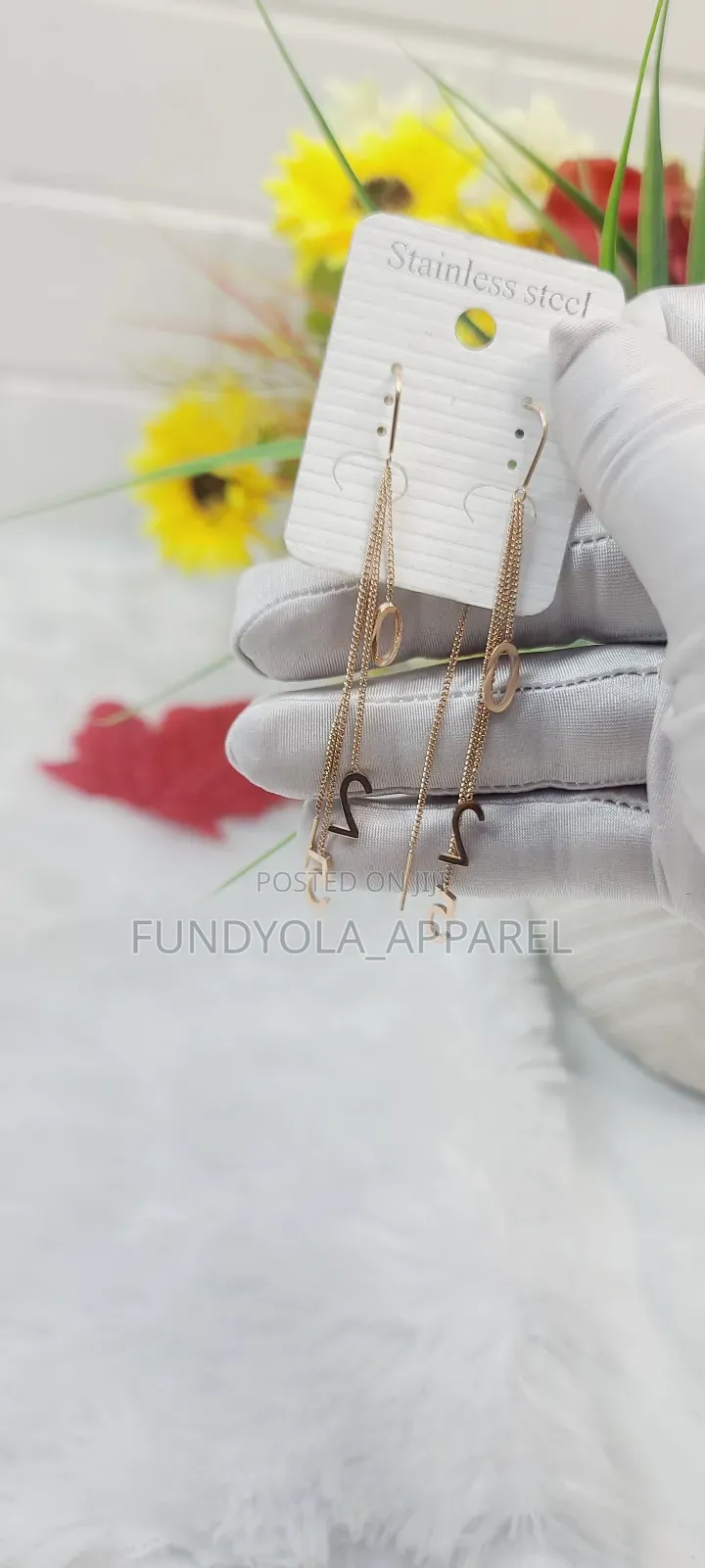 Female Plated Number Tassle Earrings