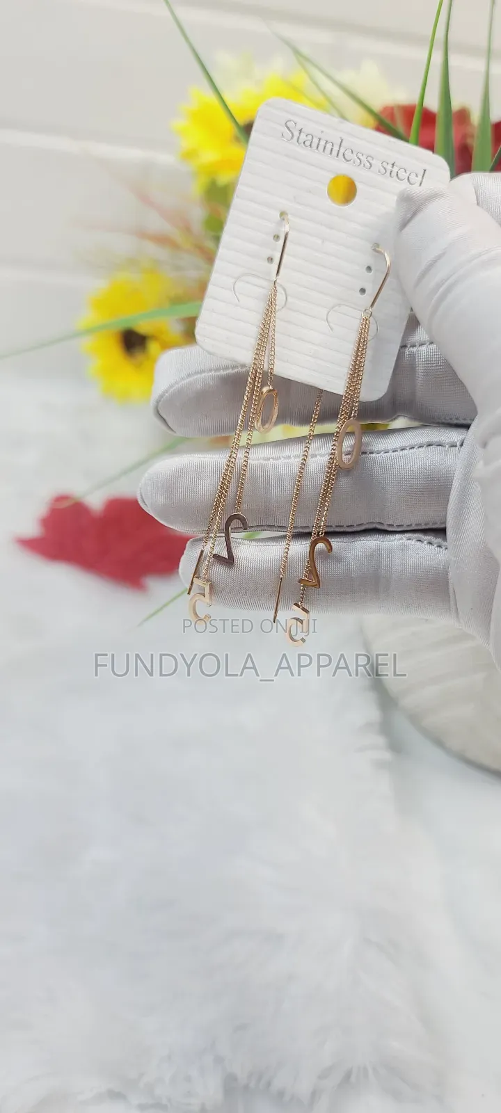 Female Plated Number Tassle Earrings