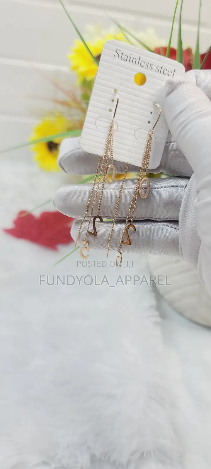 Female Plated Number Tassle Earrings