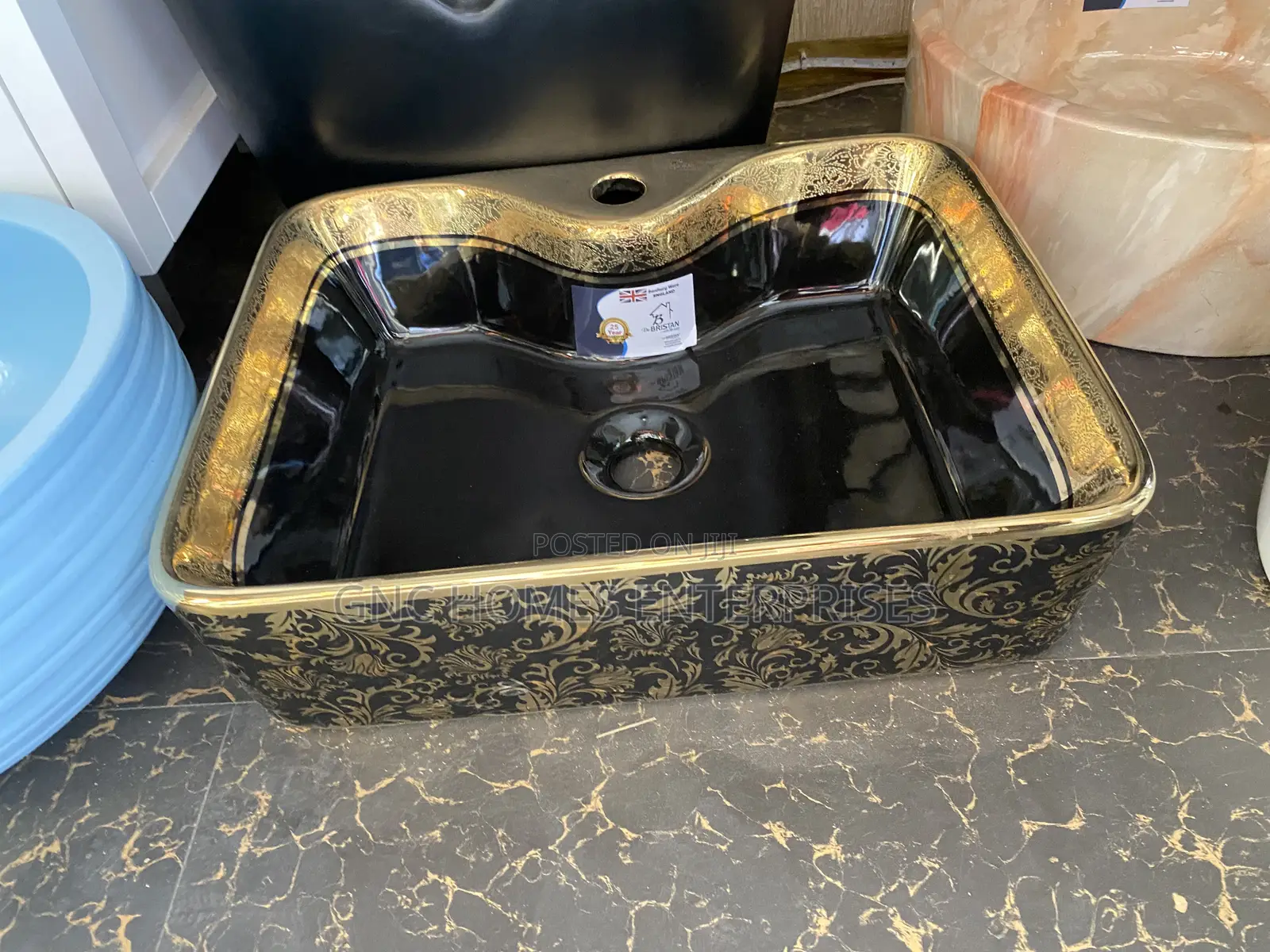 White and Gold Pedicure Basin