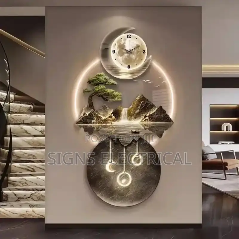 Living Room Wall Clocks Digital Art Mural Led Luxury