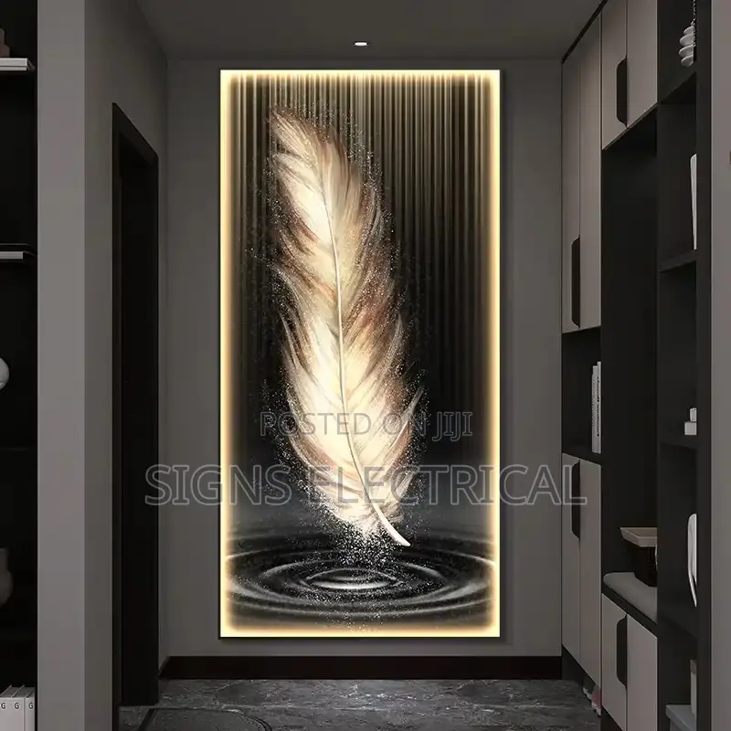 Modern Remote Dimming Wall Decoration Feather Art LED Wall