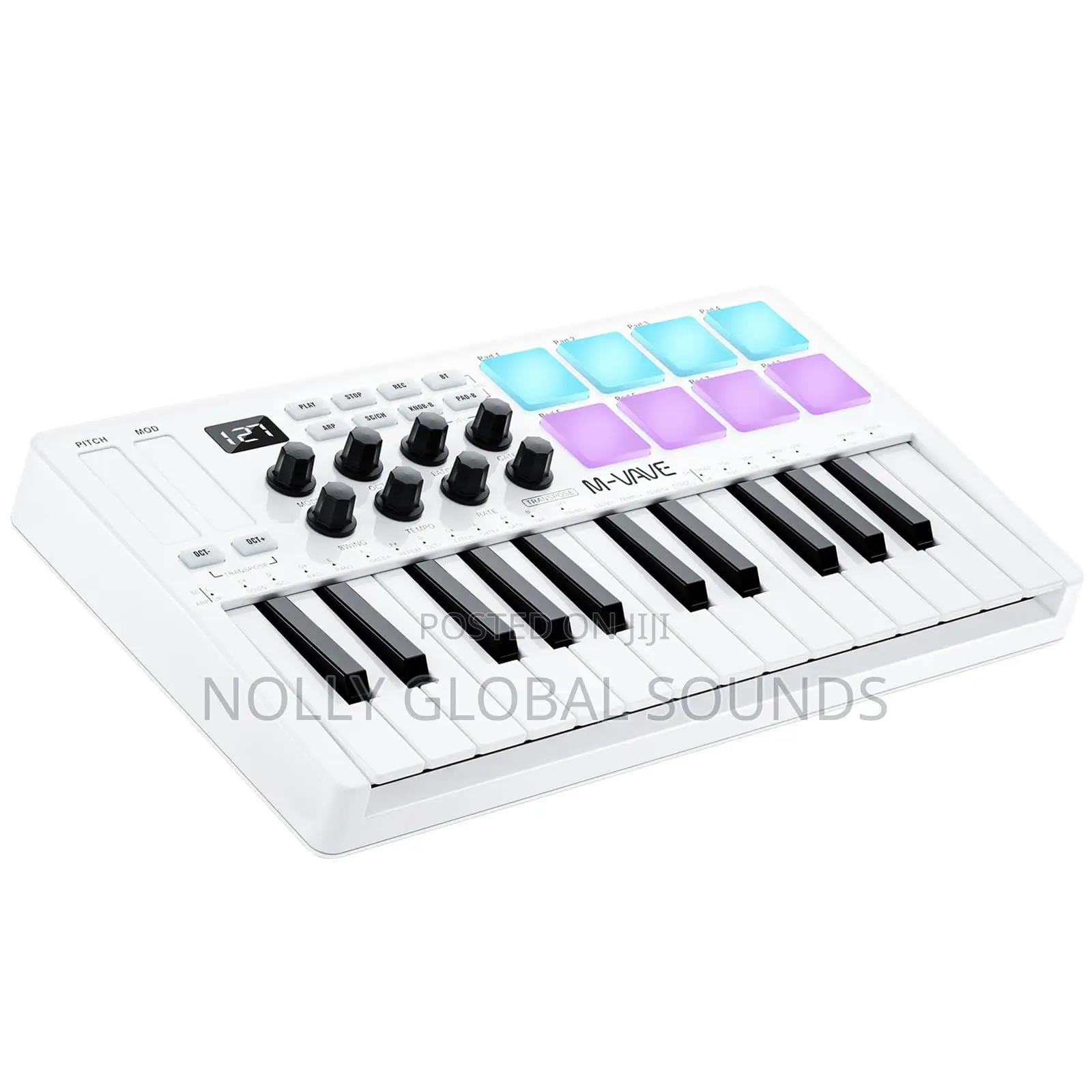M-wave 25 Key USB MIDI Keyboard With 8 Backlit Drum Pads