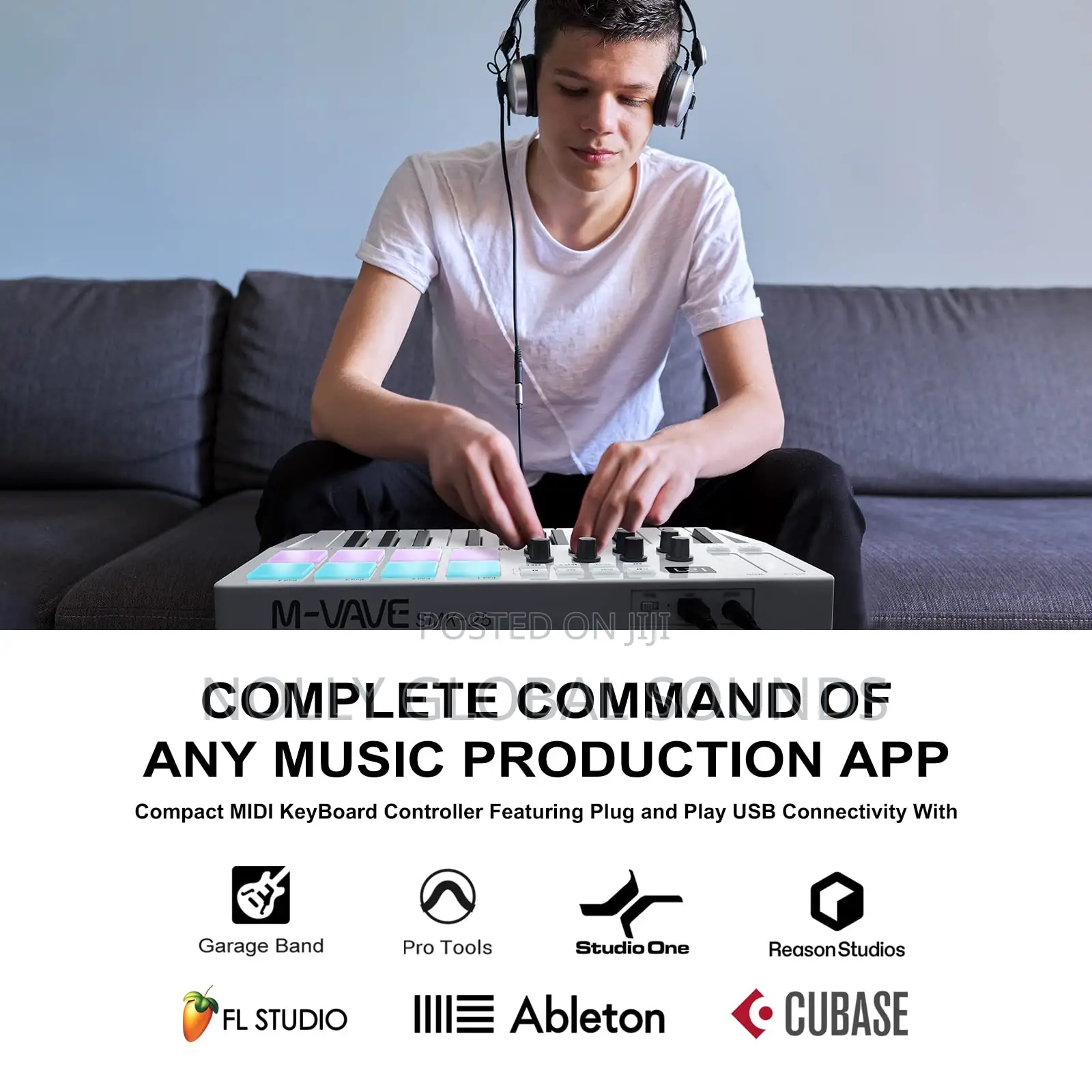 M-wave 25 Key USB MIDI Keyboard With 8 Backlit Drum Pads