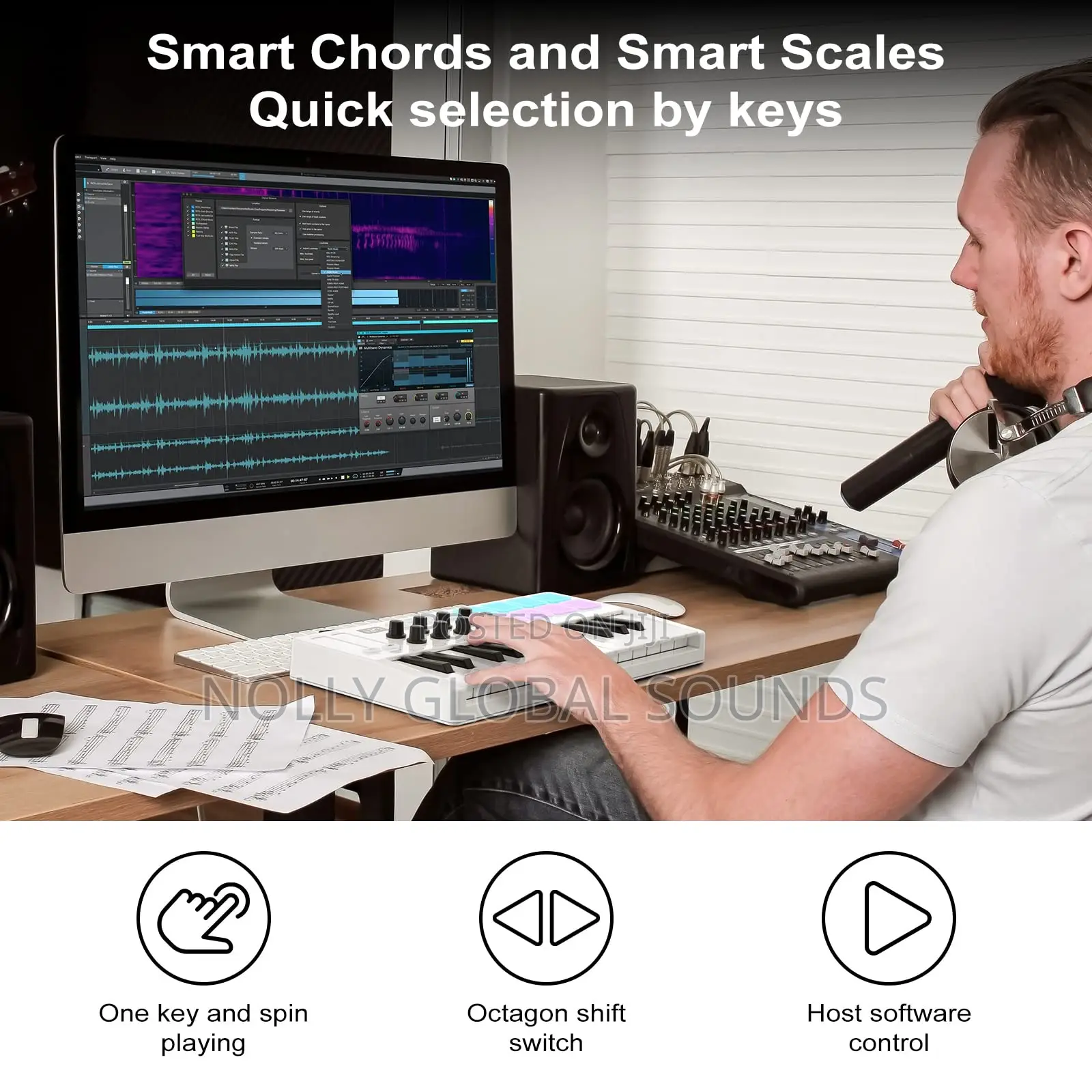 M-wave 25 Key USB MIDI Keyboard With 8 Backlit Drum Pads